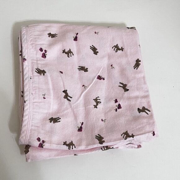 Old Navy Pink Fawn Deer Mushrooms Flannel Baby Receiving Blanket Lovey Lovie - Picture 3 of 13